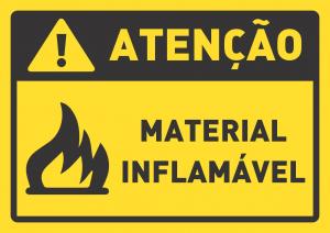 Placa Atenção material inflamável  24 x 17cm    