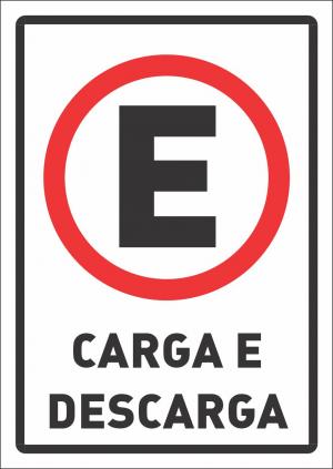 Placa Aviso Carga e descarga  17 x 24cm    