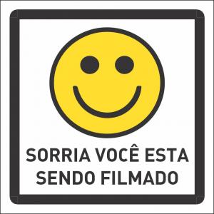 Placa Aviso Sorria você está sendo filmado  15 x 15cm    