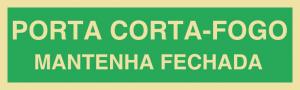 Placa de Sinalização Porta Corta-Fogo Fotoluminescente  40 x 12cm    