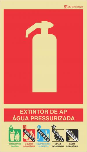 Placa Extintor AP Água Pressurizada  12 x 21cm    