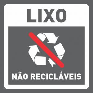 Placa lixo não reciclável  15 x 15cm    