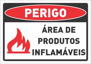 Placa Perigo área de material inflamável  24 x 17cm    