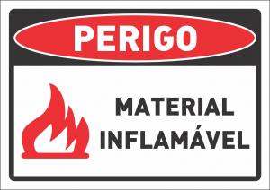 Placa Perigo material inflamável  24 x 17cm    