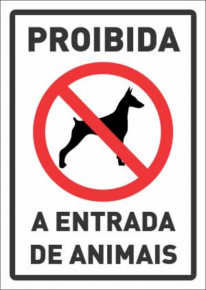 Placa Proibida entrada de animais  17 x 24cm    