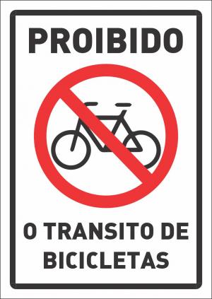 Placa Proibido o transito de bicicletas  17 x 24cm    