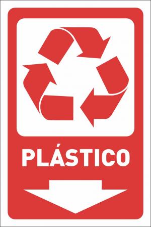 Placa reciclável plástico seta para baixo  10 x 15cm    