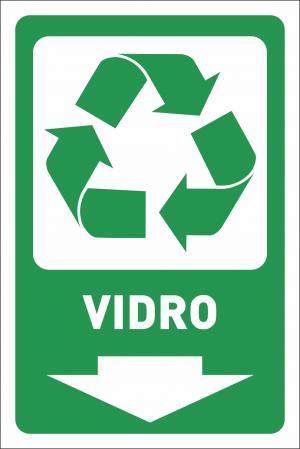 Placa reciclável vidro seta para baixo  10 x 15cm    