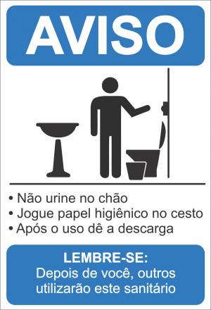 Placa Sinalização Banheiro Sanitário Feminino Homem Regras  17 x 25cm    