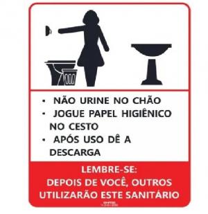 Placa Sinalização Banheiro Sanitário Feminino Mulher Regras  17 x 25cm    